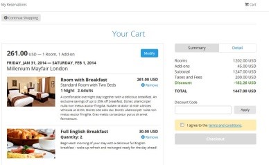 Hotel Booking Engine Shopping Cart by Xotels