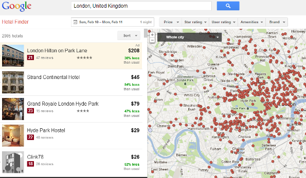 Google Hotel Finder