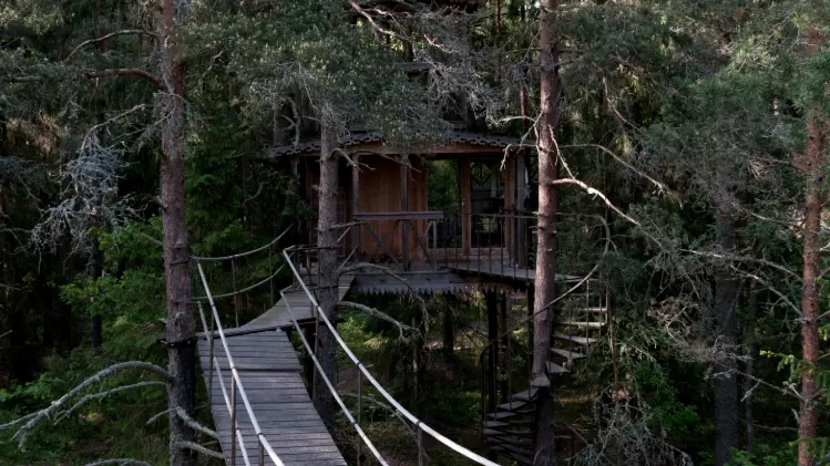 the treehouses floating in the air of urnatur are built fully sustainable