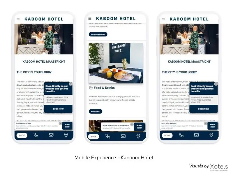 Mobile Experience in Kaboom Hotel. Xotels
